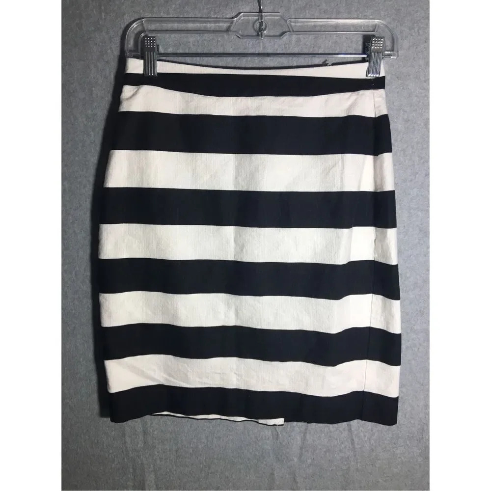Womens Banana Republic Skirt Striped Black White Nautical Vintage Y2K work